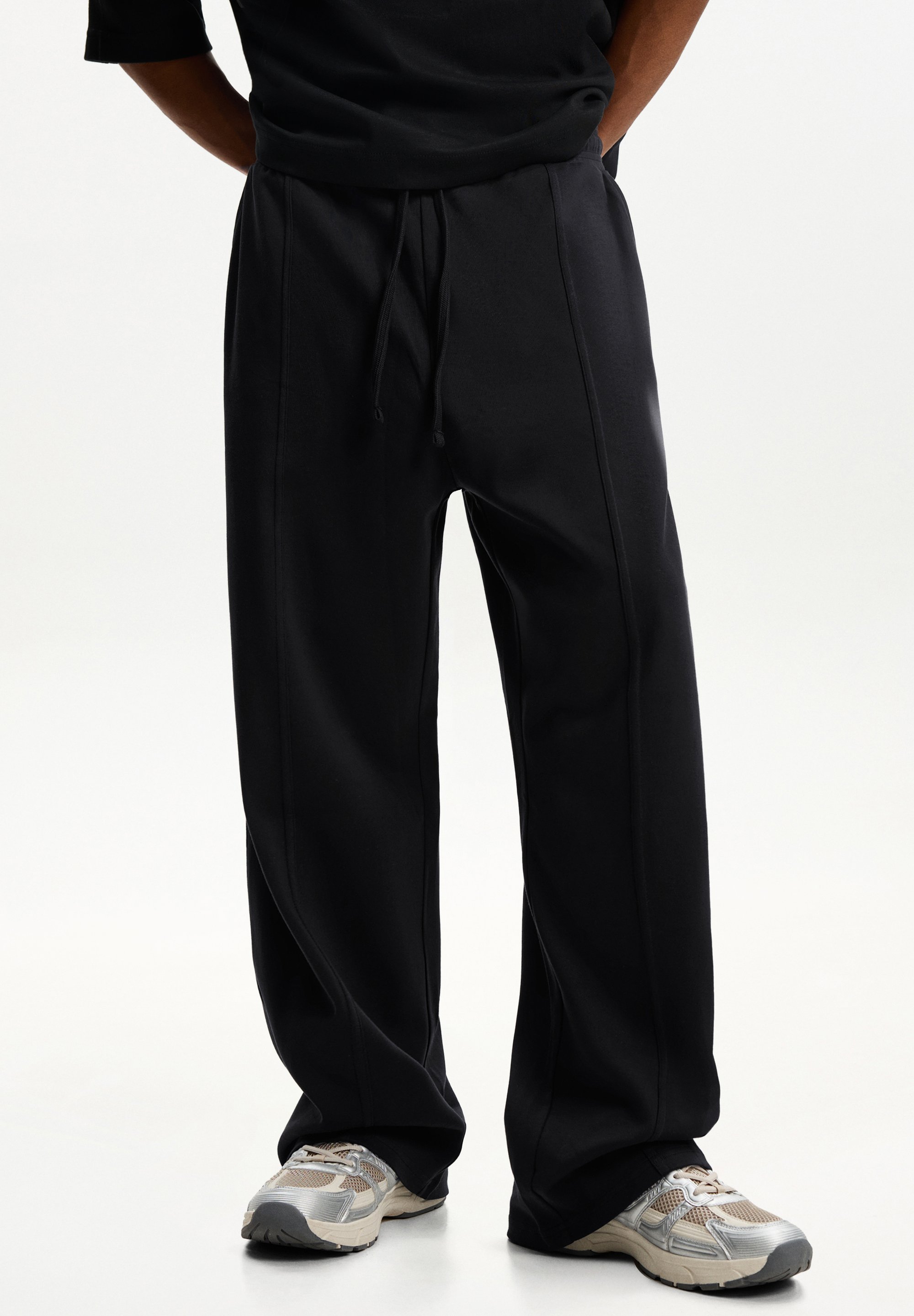 Wide Leg Pantaloni Larghi Neri Uomo Bershka WIDE-LEG Pantaloni