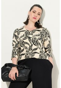 Ulla Popken LEAF 3/4 V-NECK - Top s dlouhým rukávem - light champagne