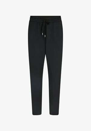 Sorte joggerbukser lavet af blødt stof, med elastisk talje og snørre samt tapered ben for en tætsiddende silhuet.