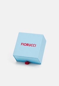 Light blue rectangular box featuring red "Fiorucci" text on the lid, with a small red pull tab for opening.