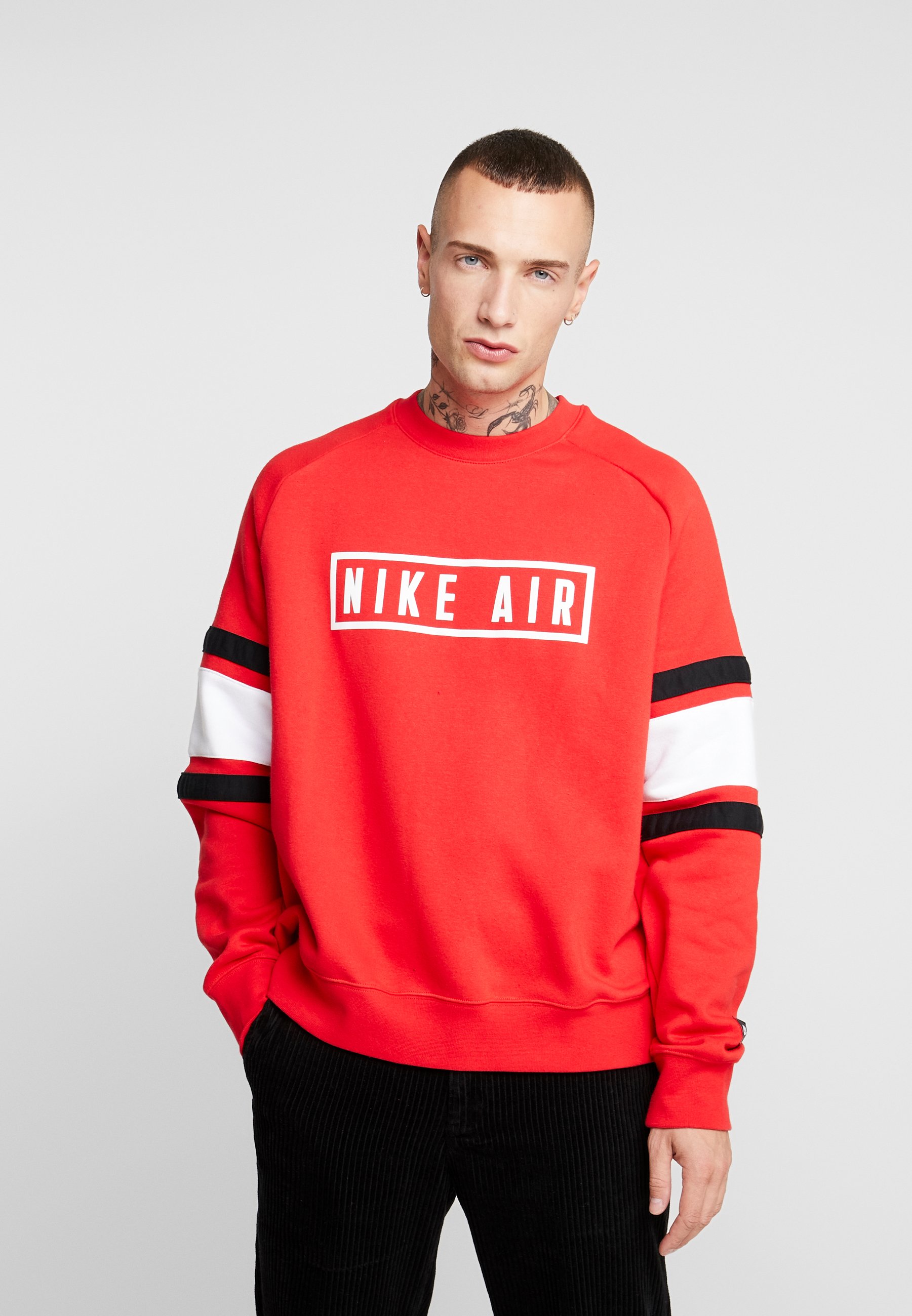 black and red crew neck