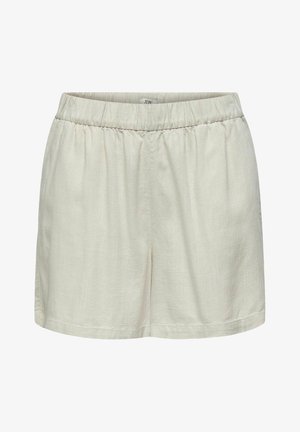 Shorts din in bej cu o textură moale, având un brâu elastic și un croi lejer. Margină netedă, fără buzunare sau embellishments.