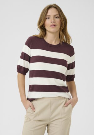 LIZZA STRIPED - T-shirt print - fudge chalk wide stripe