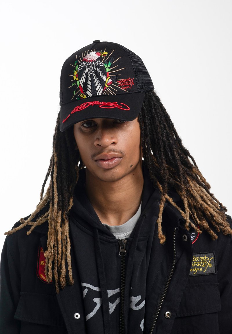 Ed Hardy UNISEX PERCHING-HARPY FRONT TRUCKER - Cap - black