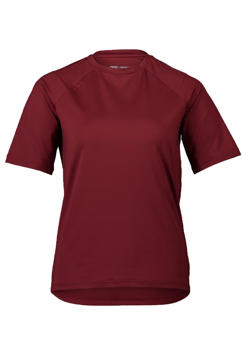 Maroonowy, krótki rękaw sportowy t-shirt, wykonany z lekkiego, oddychającego materiału. Posiada okrągły dekolt i rękawy raglanowe, co zapewnia swobodę ruchów.