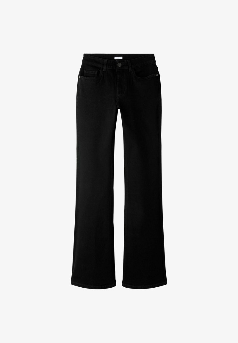 Mustad laiad mustad teksad, valmistatud puuvillaste denimsidest. Omab nupplukku, klassikalist viie tasku disaini ja sujuvat tekstuuri, ilma mustriteta.