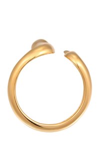 Bracelet en métal plaqué or avec une forme lisse et courbée aux extrémités arrondies, mettant en avant une finition brillante et élégante.