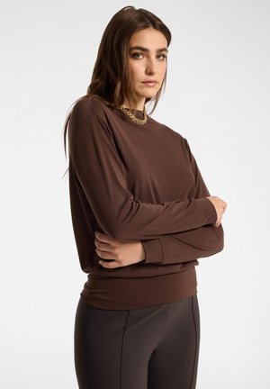 Elena Mirò, T-SHIRT CON SCOLLO BARCHETTA - T-shirt à manches longues - marrone
