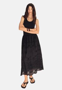 Mango - WITH OPENWORK EMBROIDERY - Rochie maxi - black Imagine miniatură 1