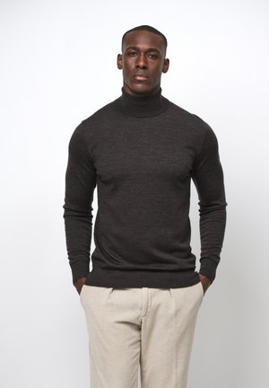 THE MERINO ROLL NECK - Strickpullover - dark brown