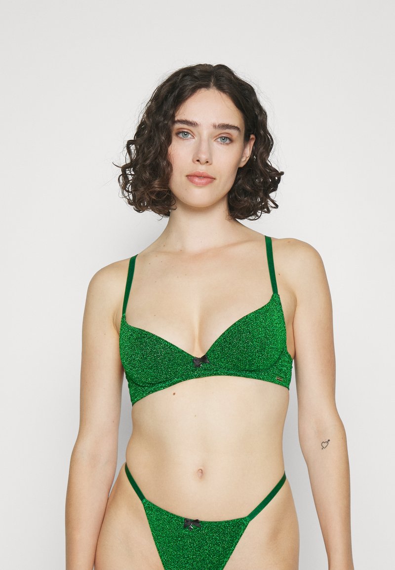 We Are We Wear ALL OVER GLITTER BRA bra emerald green