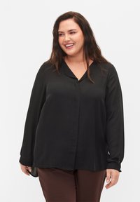 Zizzi - SOLID WITH V-NECK - Bluse - black Thumbnail-Bild 1