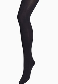 Zwarte doorschijnende panty’s met een gladde textuur en een consistente afwerking, ontworpen om nauwsluitend om het been te zitten, met bedekking van enkel tot bovenbeen.