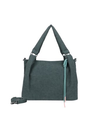 Sac à main en simili cuir vert au design rectangulaire épuré, doté de deux poignées en tissu et d'une bandoulière detachable ; orné d'un accent noué.