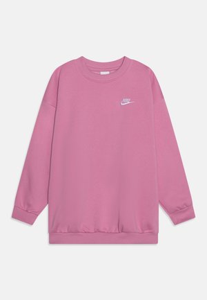Sweat-shirt Nike rose à manches longues avec col rond et petit logo blanc Nike sur la poitrine gauche.
