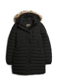 Superdry & Co FUJI HOODED MID LENGTH PUFFER - Vinterfrakke - black