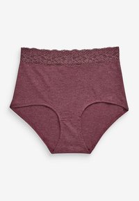 Bordo visokotonirani donji veš od mekog pamučnog materijala, sa čipkastim rubom na struku i glatkim, bešavnim stranama.