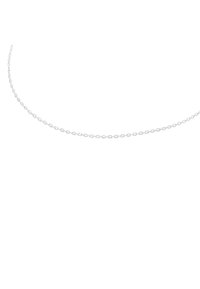 Collar de cadena de plata con eslabones ovalados, textura lisa y un diseño minimalista. La longitud permite opciones de estilo versátiles.