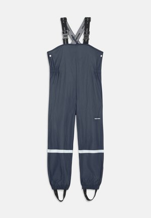 Marine vandtætte overalls med justerbare stropper, elastisk talje, elastiske manchetter og reflekterende hvide striber på benene.