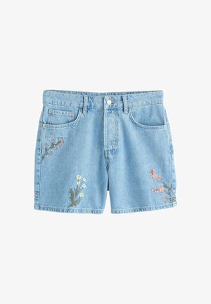 Next, TALL FIT - TIMELESS SHORTS . - Denim shorts - mid blue embroidery