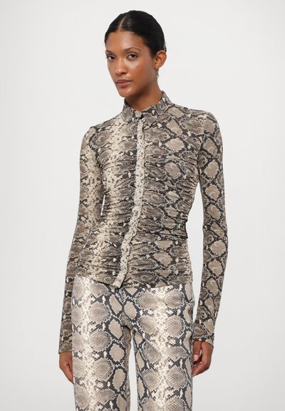 MARINE SERRE PYTHON PRINTED DRAPED RUCHED - Blus - grege