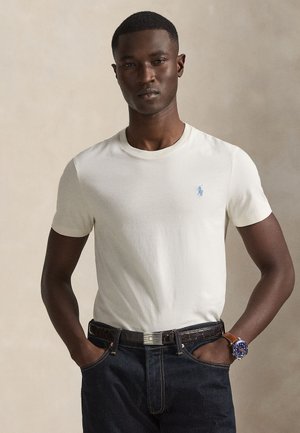 CUSTOM SLIM FIT JERSEY CREWNECK T-SHIRT - Βασικό μπλουζάκι - antique cream