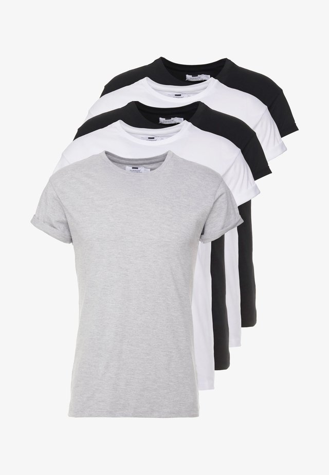 5 PACK - T-shirt basic - white/black/grey