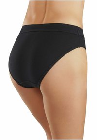 Zwarte geribbelde hoge taille ondergoed beschikt over een soepele tailleband en een zachte textuur, ontworpen voor comfort met een volledige dekking aan de achterkant.