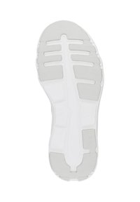 Semelle de chaussure en caoutchouc blanc avec une surface texturée, présentant des rainures pour une traction et une zone centrale lisse, marquée de la taille 37.