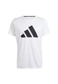 Camiseta blanca de manga corta con un gran diseño del logo negro de Adidas en la parte frontal. Fabricada con una tela ligera y suave.