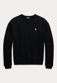 Must värvi pika varrukaga ümmarguse kaelusega dressipluus väikese valge Polo Ralph Laureni logoga vasakul rinnal.