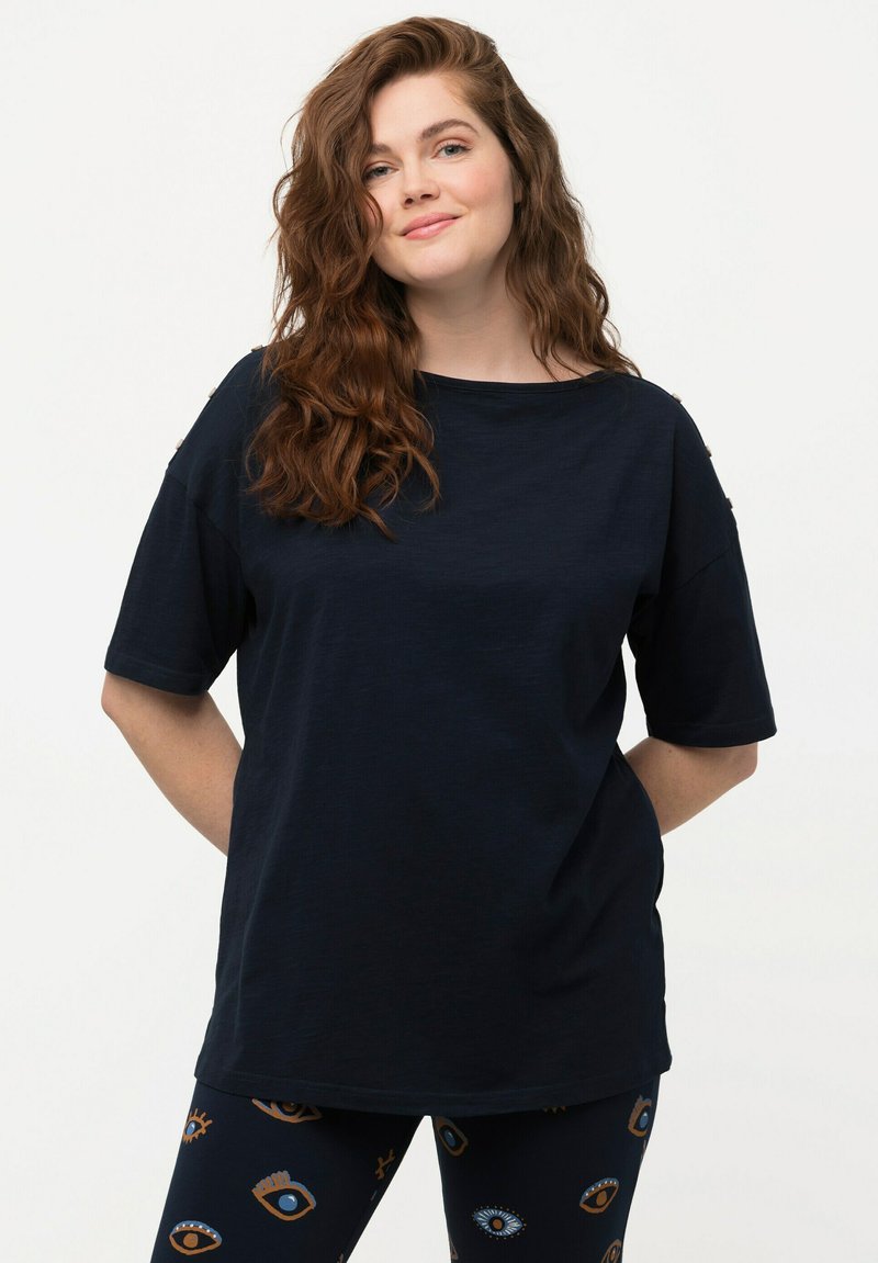 Ulla Popken CARREE AUSSCHNITT HALBARM - Camiseta Básica - Dark Blue