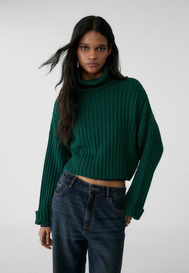 Stradivarius Strickpullover - mottled green