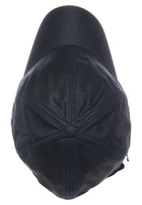 Căciulă bleu marin confecționată dintr-un material neted, cu un design rotund, panouri cusute și un buton în centrul de sus. Ușoară și casual.