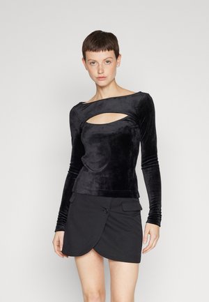 CUT OUT SLIM BOAT - Top s dlouhým rukávem - black