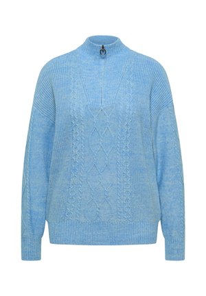 Cecil, PULLOVER MIT TROYERKRAGEN UND ZOPFMUSTER - Pullover - easy blue melange