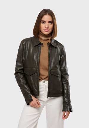 DARLA - Leren jas - dark khaki
