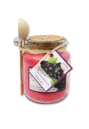 BADESALZ SCHWARZE RIBISEL IM GLAS MIT HOLZLÖFFEL 300 G - Bubble bath & soak - rot