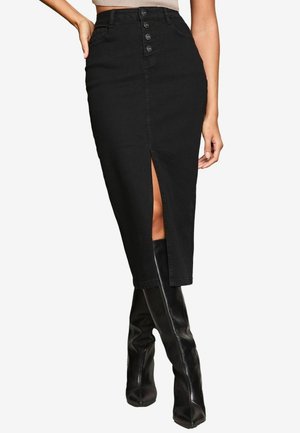 BUTTON FLY DETAIL MIDI  - Pennkjol - black