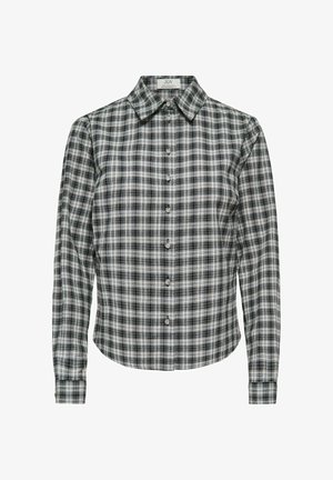 Camicia a maniche lunghe con bottoni, motivo a quadri in nero, bianco e grigio e colletto appuntito, con etichetta JDY all'interno del collo.