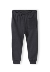Tumed hallid jogger-püksid, mis on valmistatud pehmest puuvillasegusest kangast, mugava elastse vöökoha, soonikkudede ja ühe tagumise taskuga.