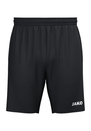 Zwarte sportshorts met elastische tailleband en wit gedrukt JAKO-logo op het onderste rechterbeen.