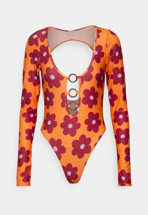 We Are We Wear ECO RING FRONT LONG SLEEVE SWIMSUIT - Costume da bagno - orange base