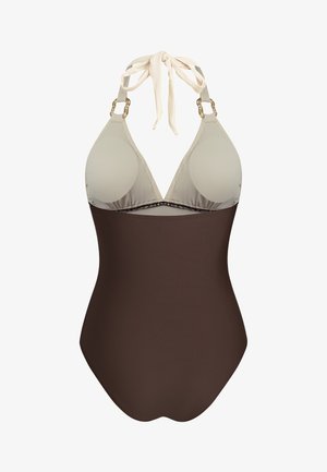 Cupshe, CHIC CONTRAST ONE-PIECE SWIMSUIT WITH PLUNGING NECKLINE - Badpak - white black