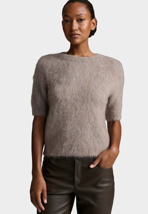 someday., SLIM FIT FLUFFY TEXTURE - Basic T-shirt - taupewood melange light
