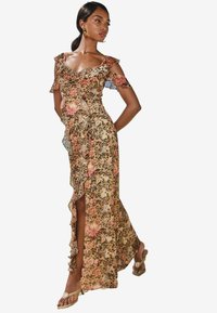 Lipsy REGULAR FIT - PRINTED RUFFLE FRONT DETAIL  - Maxikleid - brown animal print