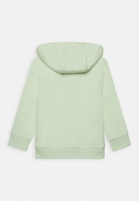 Hoodie i ljusgrön bomullsblandning, med en böjd huva, långa ärmar och ribbade muddar och fåll. Slät textur med minimal detaljering.