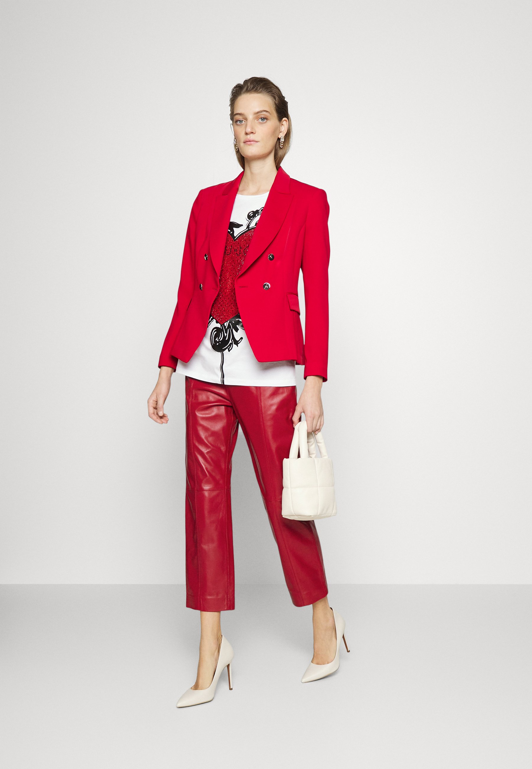 LIU JO PANTALONE - Pantaloni di pelle - rosso scarlatto/rosso - Zalando