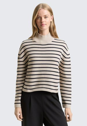 PULLOVER RELAXED FIT MIT STREIFENMUSTER - Pullover - cloud grey/navy stripe
