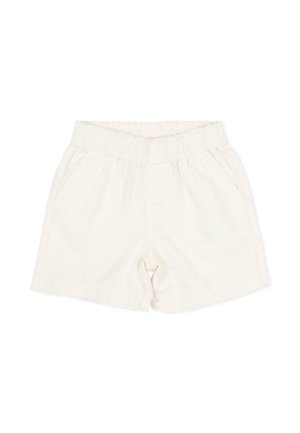 Pantaloncini color avorio con elastico in vita e tasche laterali, realizzati in tessuto morbido, pensati per un uso casual.